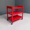 Italian Modern Red Plastic Trolley With Three Shelves & Wheels, 1980s, Image 5