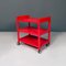 Italian Modern Red Plastic Trolley With Three Shelves & Wheels, 1980s, Image 2