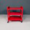 Italian Modern Red Plastic Trolley With Three Shelves & Wheels, 1980s, Image 3