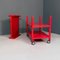 Italian Modern Red Plastic Trolley With Three Shelves & Wheels, 1980s 6