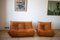 Dubai Pine Leather Togo Sofa & Lounge Chair by Michel Ducaroy for Ligne Roset, 1970s, Set of 2 1