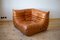Dubai Pine Leather Togo Corner Seat & 2-Seat Sofa by Michel Ducaroy for Ligne Roset, 1970s, Set of 2 9