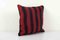 Turkish Red Striped Kilim Square Cushion Cover 3