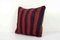 Turkish Red Striped Kilim Square Cushion Cover 2