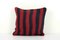 Turkish Red Striped Kilim Square Cushion Cover 1