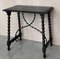 19th Century Spanish Walnut with Turned Legs and Iron Stretcher Side Table 5