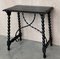 19th Century Spanish Walnut with Turned Legs and Iron Stretcher Side Table, Image 5