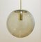 Large Mid-Century Smoked Air-Bubbled Glass Ball Pendant Light from Limburg, Germany, 1970s 3