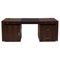 Poliform Wood & Leather Desk with Storage Units, Set of 3 1