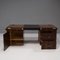 Poliform Wood & Leather Desk with Storage Units, Set of 3 2