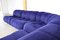 Blue Velvet Sofa by Giuseppe Munari for Poltrona Munari, Italy, 1970s, Set of 4 11