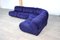 Blue Velvet Sofa by Giuseppe Munari for Poltrona Munari, Italy, 1970s, Set of 4 8