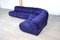 Blue Velvet Sofa by Giuseppe Munari for Poltrona Munari, Italy, 1970s, Set of 4, Image 8