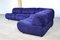 Blue Velvet Sofa by Giuseppe Munari for Poltrona Munari, Italy, 1970s, Set of 4 9