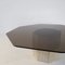 Geometric Coffee Table in Travertine and Smoked Glass, Image 6