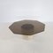 Geometric Coffee Table in Travertine and Smoked Glass, Image 3