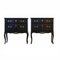 Rococo Style Nightstands with Modern Flat Black Finish, Set of 2 1