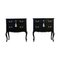 Rococo Style Nightstands with Modern Flat Black Finish, Set of 2 1