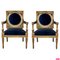 Louis XVI Style Giltwood Armchairs with Blue Klein Velvet, Set of 2 1