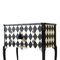 Gustavian Style Nightstand with Harlequin Black and White Design 3