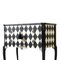 Gustavianischer Nachttisch mit Harlequin Design in Schwarz & Weiß 3