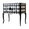 Gustavian Style Nightstand with Harlequin Black and White Design 2