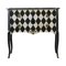 Table de Chevet Style Gustavien avec Design Arlequin Noir et Blanc 1
