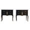 Gustavian Style Nightstands in Black with Brass Details, Set of 2 1