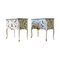 Tables de Chevet Style Gustavien Antiques en Blanc avec Plateau en Marbre, Set de 2 3