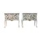 Antique Gustavian Style Nightstands in White with Marble Top, Set of 2, Image 1