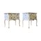 Antique Gustavian Style Nightstands in White with Marble Top, Set of 2, Image 2