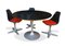 Black & Orange Circular Dining Table Set from Maurice Burke for Arkana Tulip, 1960s, Set of 4 1