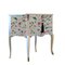 Gustavian Style Nightstand with Christian Lacroix Butterfly Design and Painted Marble Top, Image 1