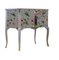 Table de Chevet Style Gustavien avec Motif Papillon Christian Lacroix et Plateau en Marbre Peint 1