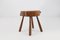 Solid Wooden Rustic Stool, 1920s, Image 4