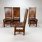 Antique Castle Dining Chairs in Oak and Leather, 1900s, Set of 6, Image 16