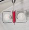 Funky Ceiling Lamp with Red Lacquered Metal Stem 8