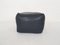 Square Black Leather Ottoman, France, 1980s 5