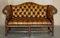 Antikes braunes Leder Chesterfield Library Wohnzimmer Set, 4er Set 12