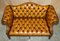 Antique Brown Leather Chesterfield Library Living Room Set, Set of 4 14