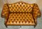 Antique Brown Leather Chesterfield Library Living Room Set, Set of 4, Image 14