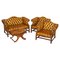 Antique Brown Leather Chesterfield Library Living Room Set, Set of 4, Image 1