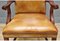 English Leather & Mahogany Chesterfield Armchair 10