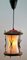 Vintage Ribbed Glass Pendant Lobby Lamp with Wooden Details, 1950s, Image 2