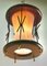 Vintage Ribbed Glass Pendant Lobby Lamp with Wooden Details, 1950s, Image 9