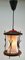 Lámpara colgante vintage de vidrio acanalado con detalles de madera, años 50, Imagen 8