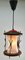 Vintage Ribbed Glass Pendant Lobby Lamp with Wooden Details, 1950s 8