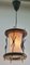 Lámpara colgante vintage de vidrio acanalado con detalles de madera, años 50, Imagen 7