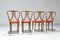 Dining Chairs in Blond Wood and Red Faux Leather, Italy, 1950s, Set of 4, Image 4