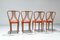 Esszimmerstühle aus hellem Holz und rotem Kunstleder, 1950er, 4er Set 4